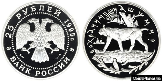 25 рублей 1995 года "Рысь"