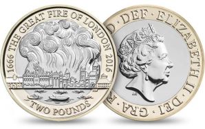 Монетой номиналом 2 фунта стерлингов напоминают о Великом лондонском пожаре