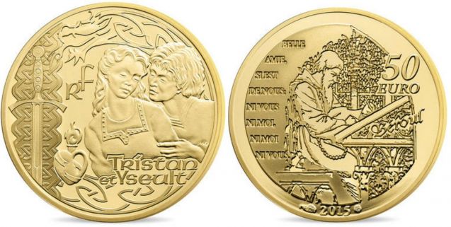 Золотая монета Тристан и изольда