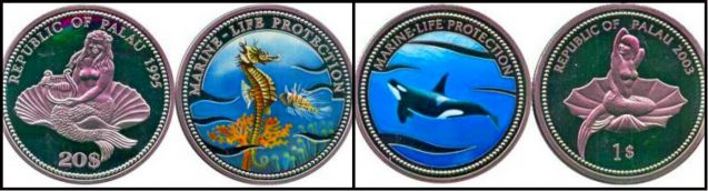 Монеты Палау с русалкой