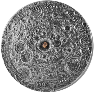 Реверс монеты с лунным метеоритом
