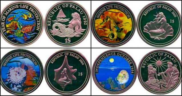 Монеты Палау с русалкой