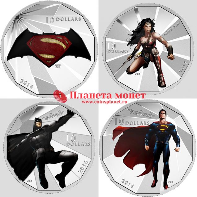 Реверсы монет из набора СМ против Бэтмена