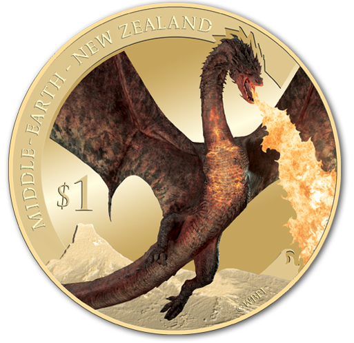 Биметалл монета с драконом "Хоббит"