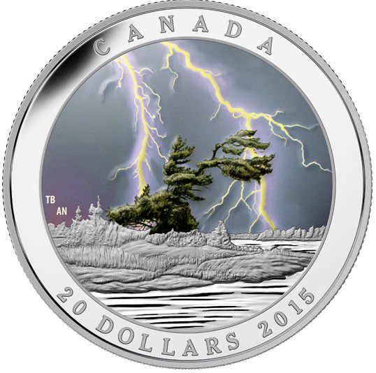 Реверс канадской монеты с молнией