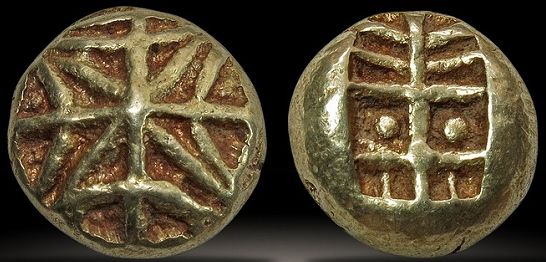 Одна из первых монет с геометрическим узором