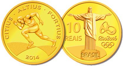 Золотая монета Бразилии Олимп. игры