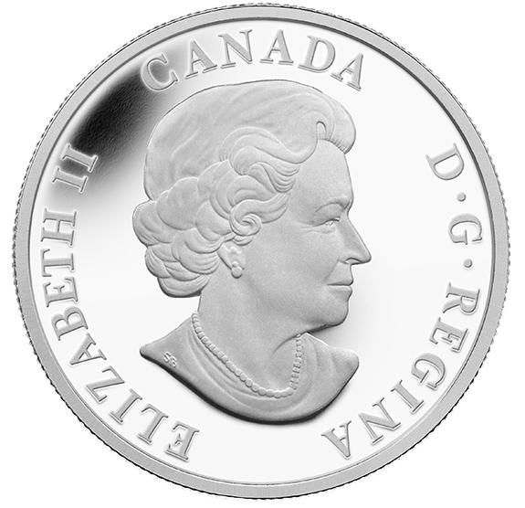 Аверс светящейся канадской монеты