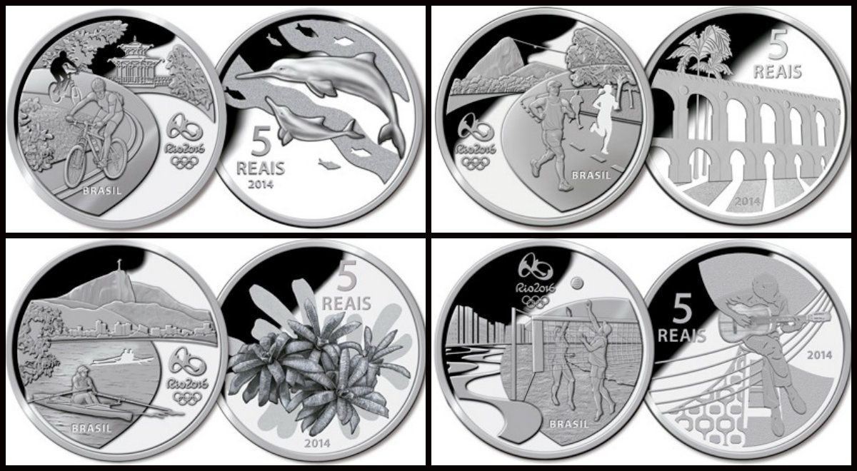 Серебряные монеты Бразилии Олимп. игры