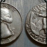 Монета liberty quarter dollar 1967 (перевертыш)