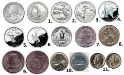 Набор монет США (11 монет)