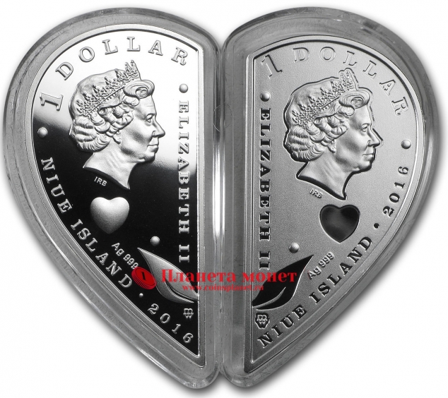 Аверс монеты-пазла в форме сердца