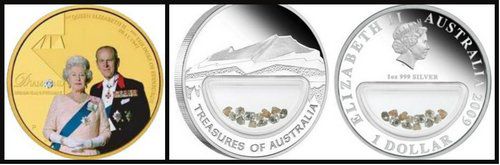 Монеты Австралии со вставками из бриллиантов