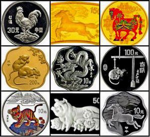 Монет Китая со знаками китайского зодиака