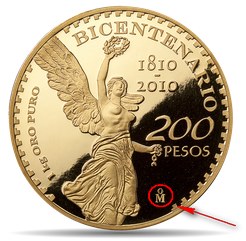 Логотип монетного двора Мексики на монете