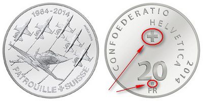 Знаки монетного двора Швейцарии