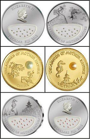 Монеты Фиджи с жемчугом
