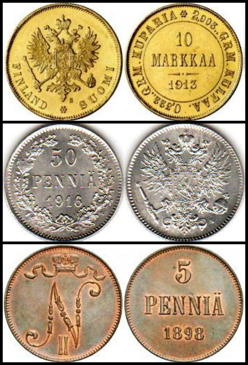 Монеты Николая 2 для Финляндии