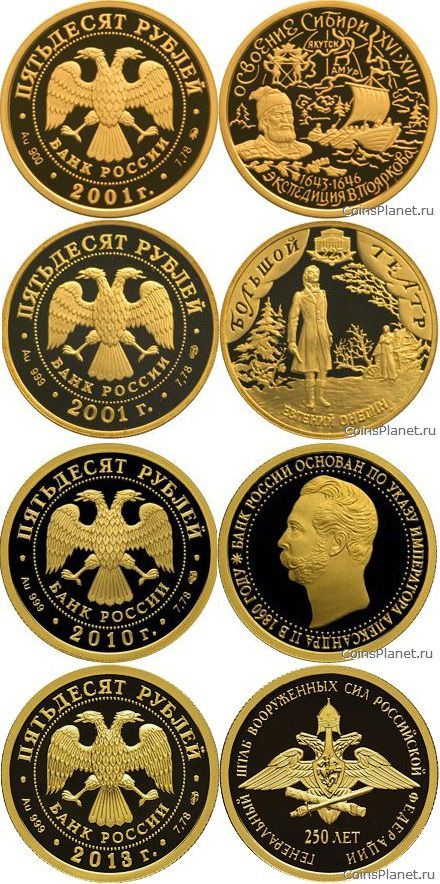 памятных монет России из золота
