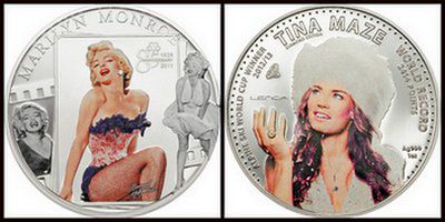 Монеты острова Кука со вставками из бриллиантов