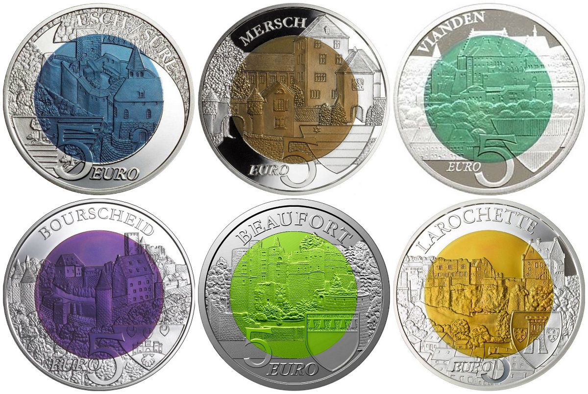 Монеты из серии "Замки Люксембурга"