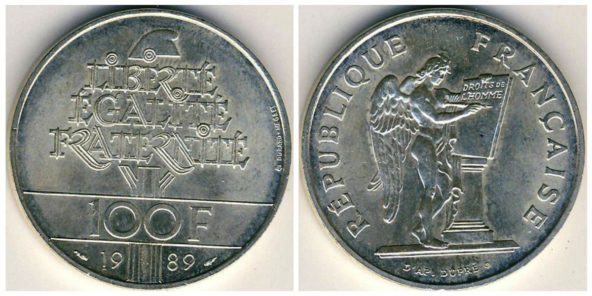 Современный "ангел" на фр. монете