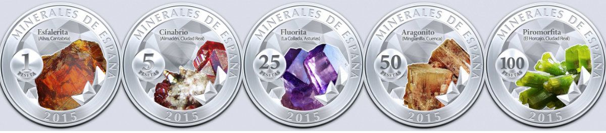 Реверс испанских монет о минералах