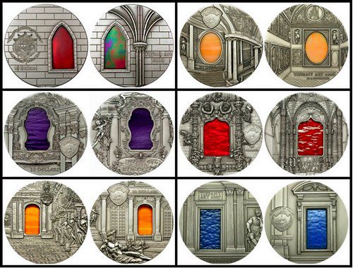 Монеты со вставками стекла Тиффани