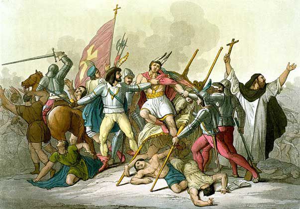 Захват испанцами вождя инков Атауальпа