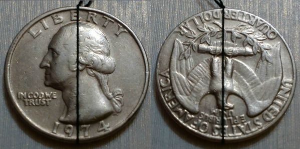 Монета liberty quarter dollar 1967 (перевертыш)