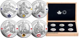 Набор из 6 серебряных монет "Легендарные вратари НХЛ"
