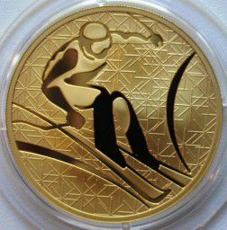 Золотая монета 200 рублей "Горнолыжный спорт" 2010г
