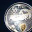 Монета серебренная 50 евро с золотой вставкой