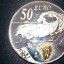Монета серебренная 50 евро с золотой вставкой 0